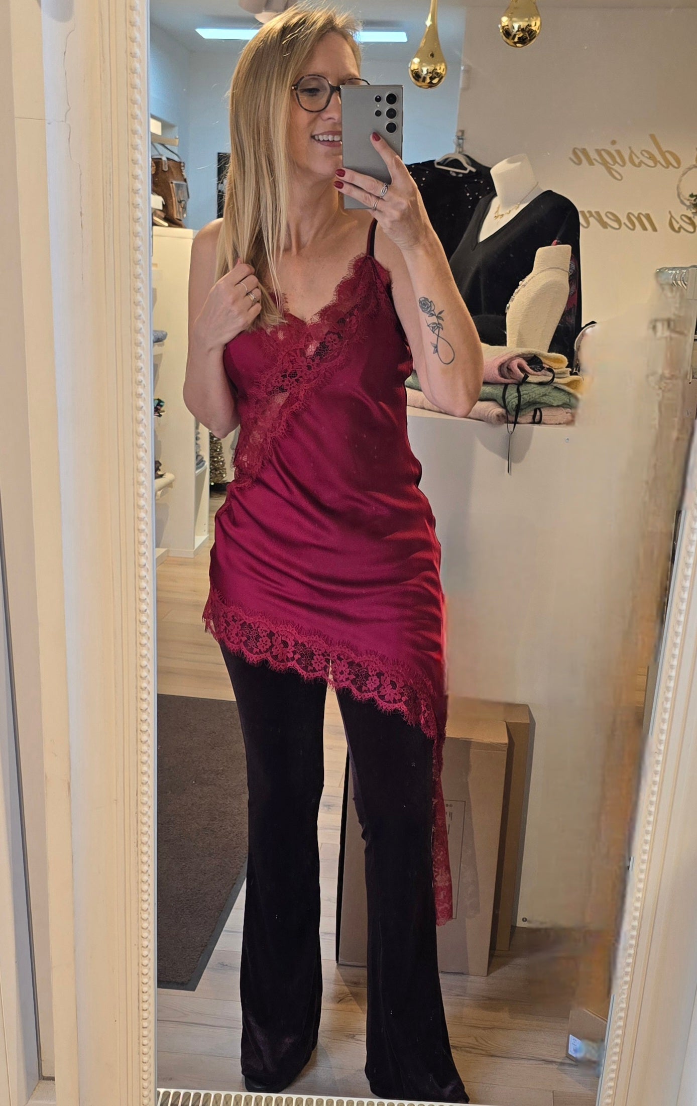 Top soyeux Lina bordeau